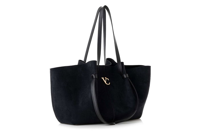 Vince Camuto Bolso de Hombro Foggia Suede Negro Cuero de Polivinilo